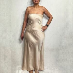 WAYF Champagne Strapless Maxi Dress Sz M